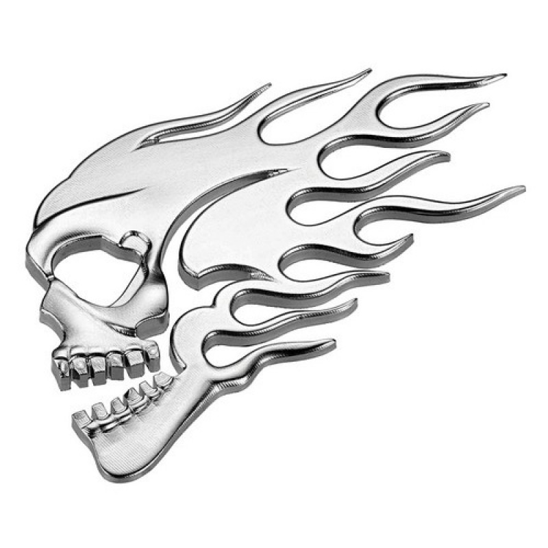 Chrome Skull Badge Stick on - Woottons Auto Accessories